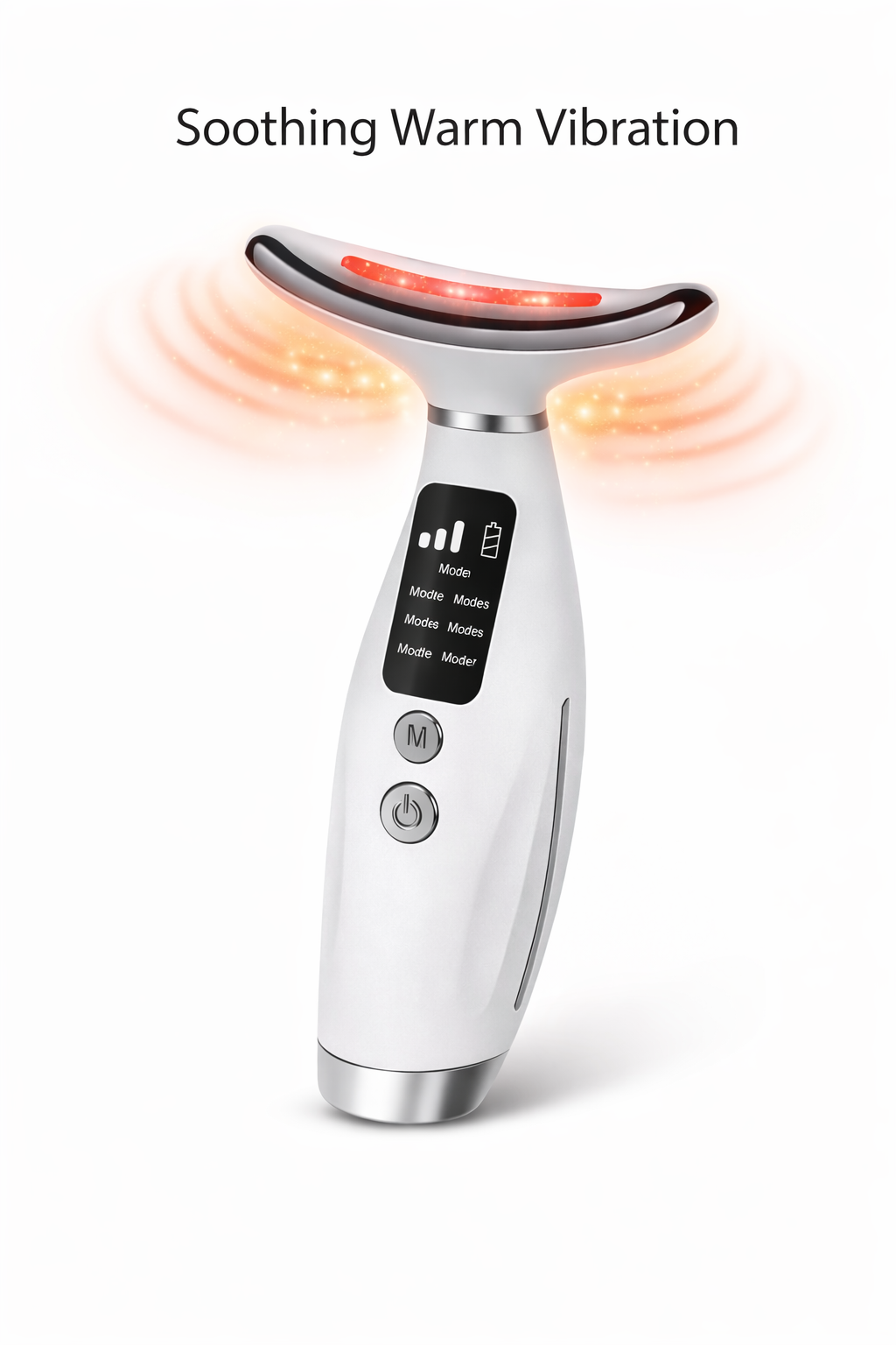 Red LED light therapy mode on facial and neck massager